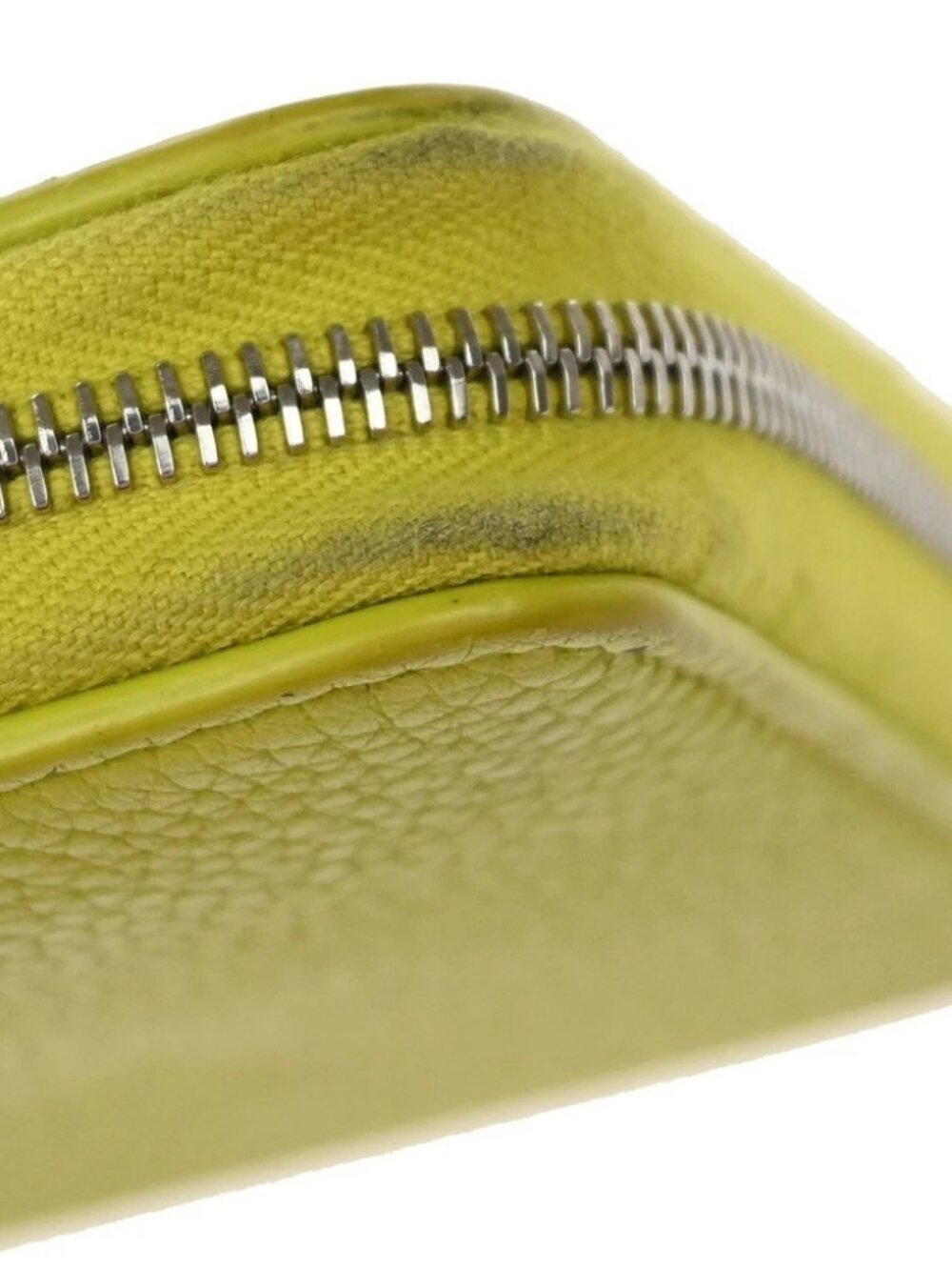 CELINE Logo Zip Around Long Wallet Purse Leather Yellow SHW Italy 66YH956 - Picture 9 of 14